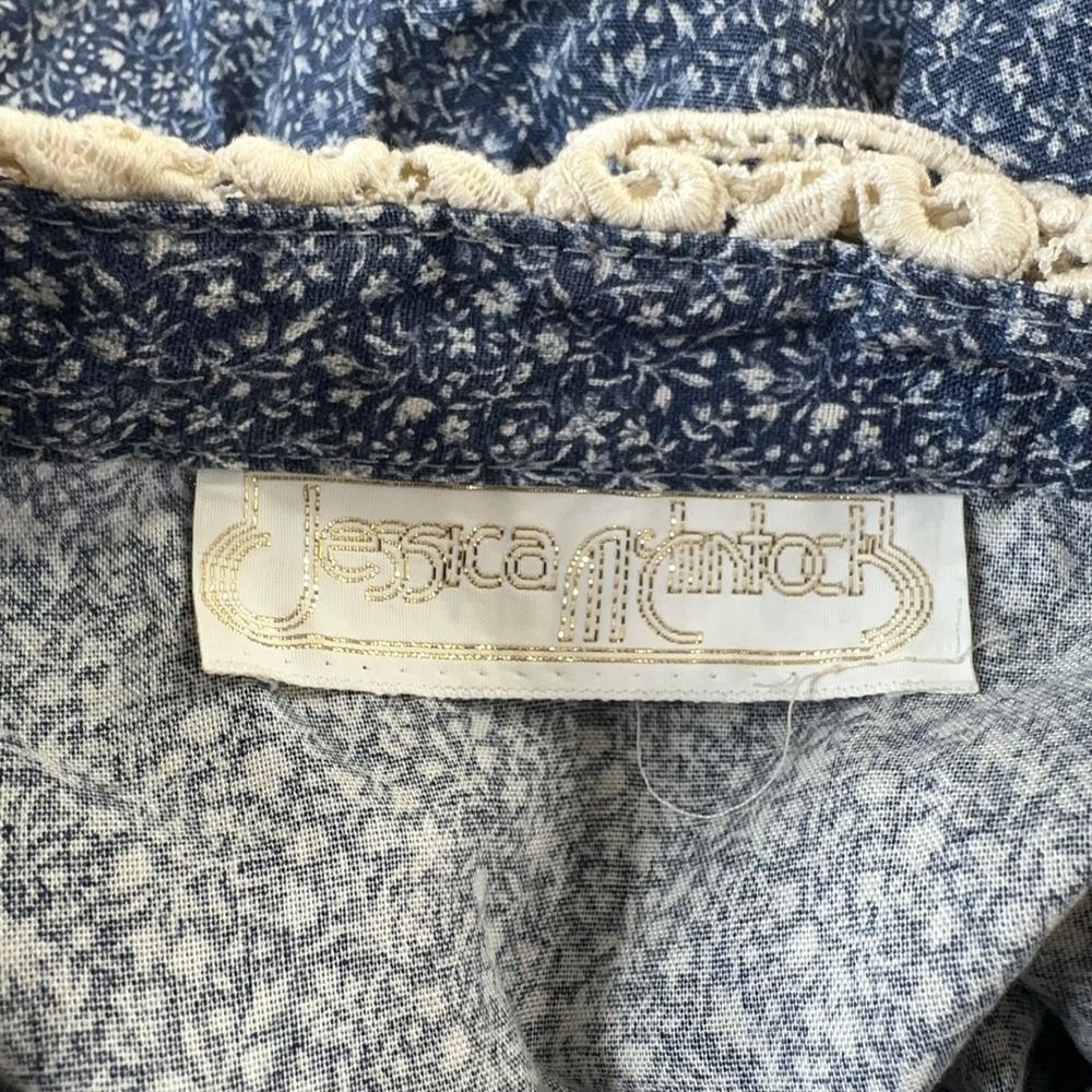 Vintage Jessica McClintock Cottage Prairie Dress Sz XS Floral Lace Button Front - Picture 9 of 10